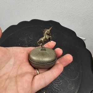 VTG YORKSHIRE DESIGN, INC. SOLID PEWTER UNICORN TRINKET / RING BOX 1980